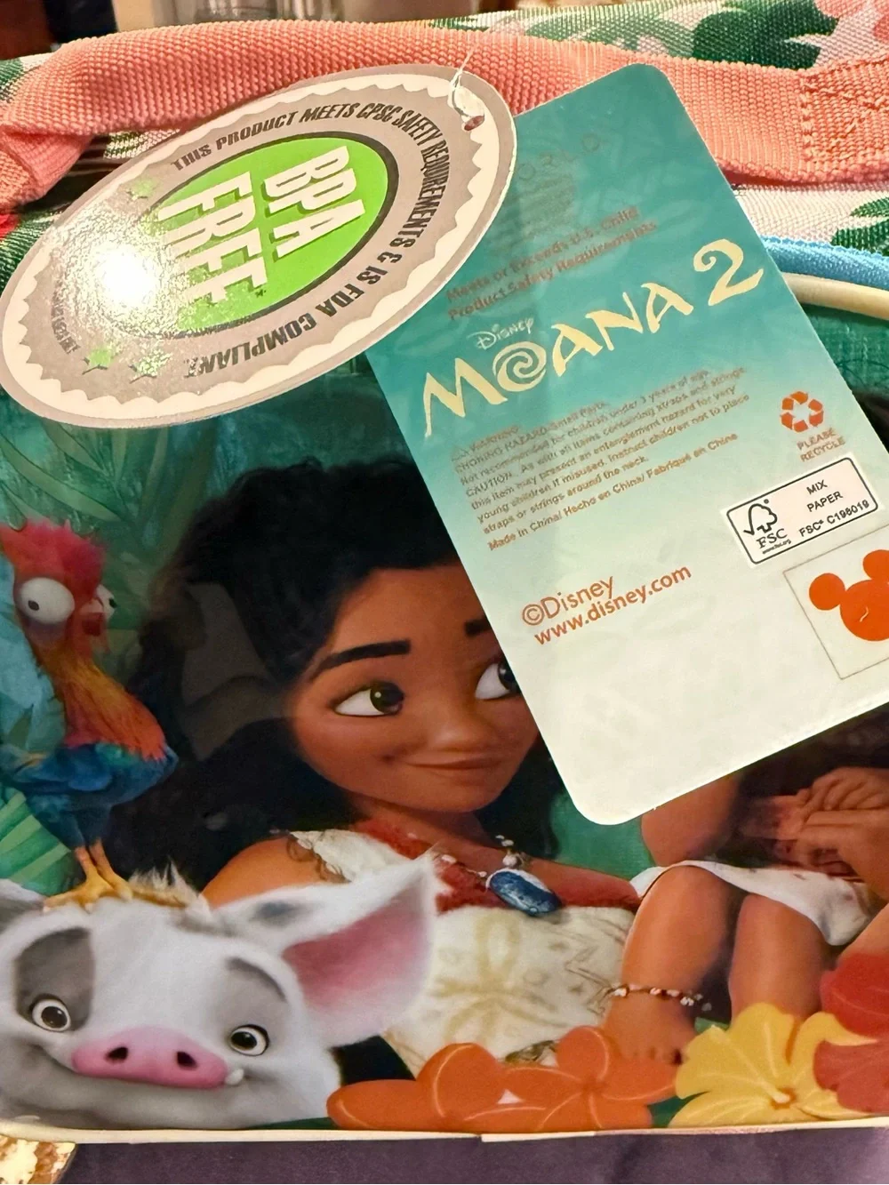 Disney Moana Lunch bag - Pink & Teal with Orange Accents